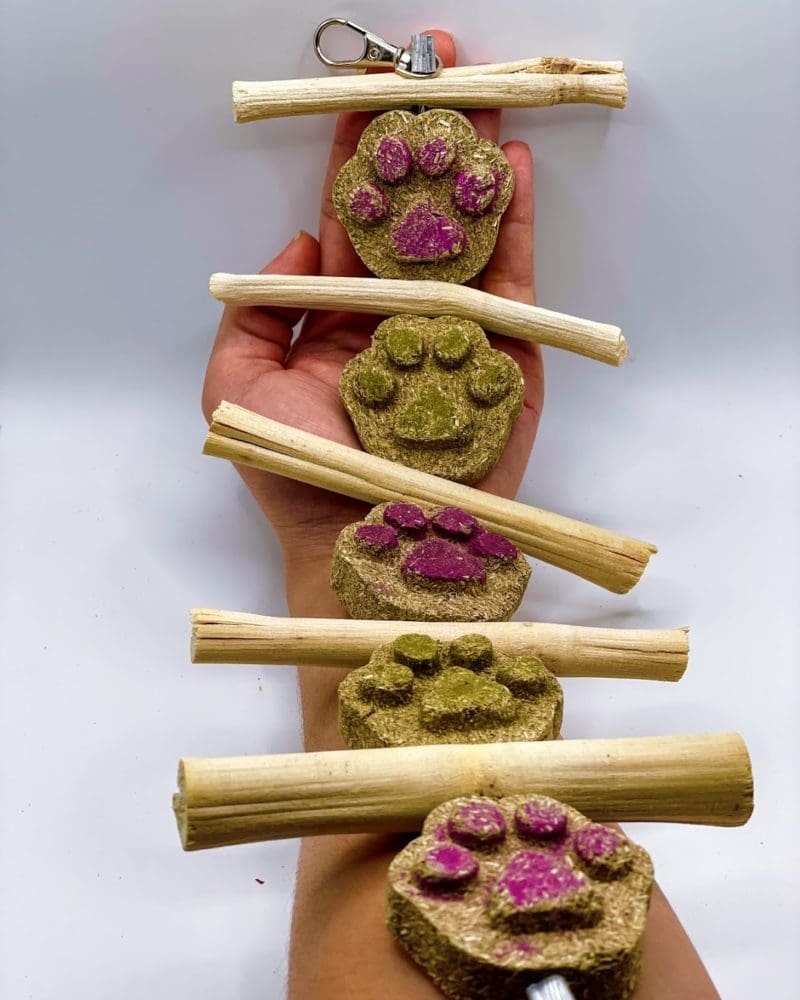 Timothy Hay Grass Paw Cakes and Bamboo Sticks Hanging Treat for Rabbit, Hamsters, Guinea Pigs, Chinchillas & Small Rodents