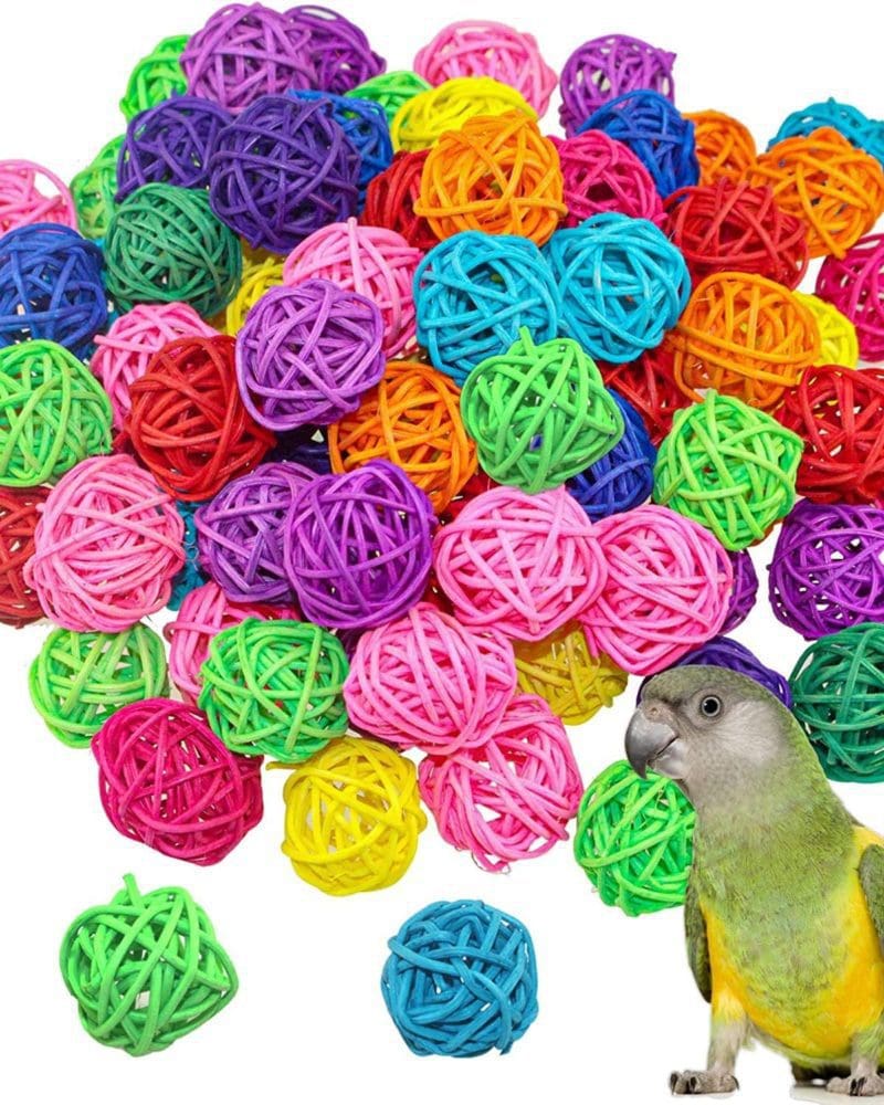 Wicker Balls, Bin and Trash Birds IQ Toy For Parrot and Parakeet IQ Toy