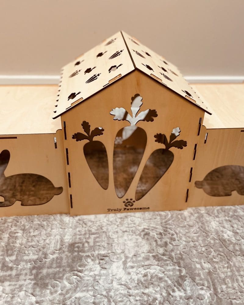 Wooden Indoor Rabbit House, Castle, Hideouts and Hutch With Ramps, Hay Feeder and Waste Tray