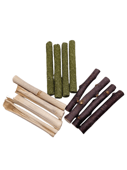 Apple Sticks, Sweet Dried Bamboo and Hay Sticks For Rabbit, Hamsters, Guinea Pigs, Chinchillas & Small Rodents