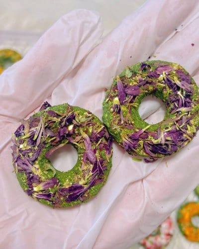 5 Pack floral Donuts Timothy Hay Grass Rabbit Treat. Also Suitable for Hamsters, Guinea Pig, Chinchilla & Small Rodents.