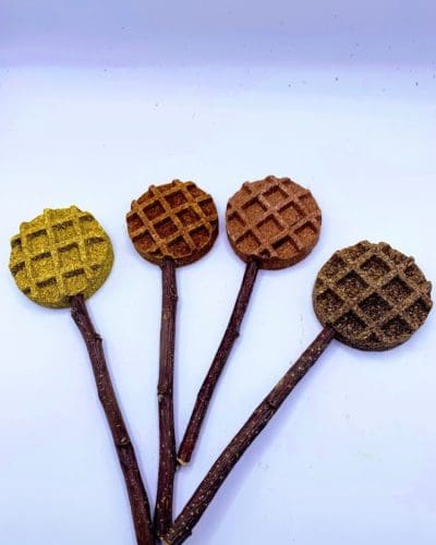 Waffle with Apple Stick Lollipop Treats For Rabbits, Hamsters, Guinea Pigs, Chinchillas, and Small Rodents