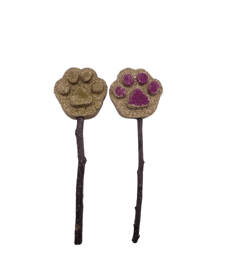 2 Pack Paw Print Timothy Hay Cakes Lollipop Rabbit Treat for Hamsters, Guinea Pigs, Chinchillas, and other Small Rodents.